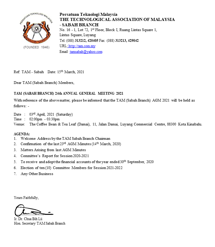 TAM SABAH 2021 AGM NOTICE