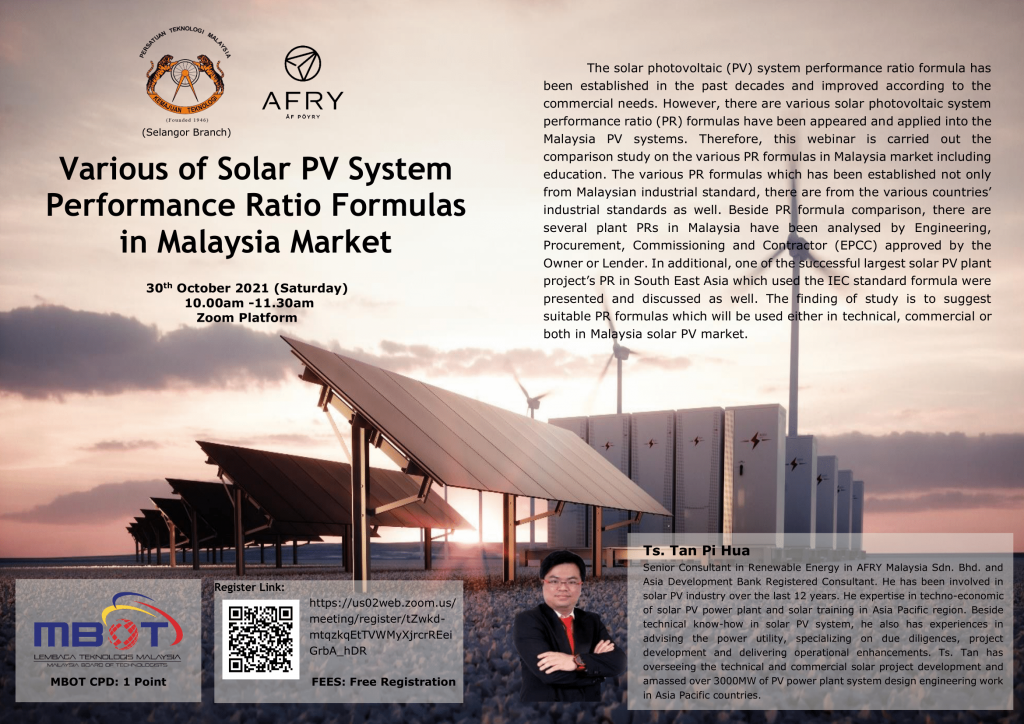 Various of Solar PV Systems Performance Ratio Formulas in Malaysia Market